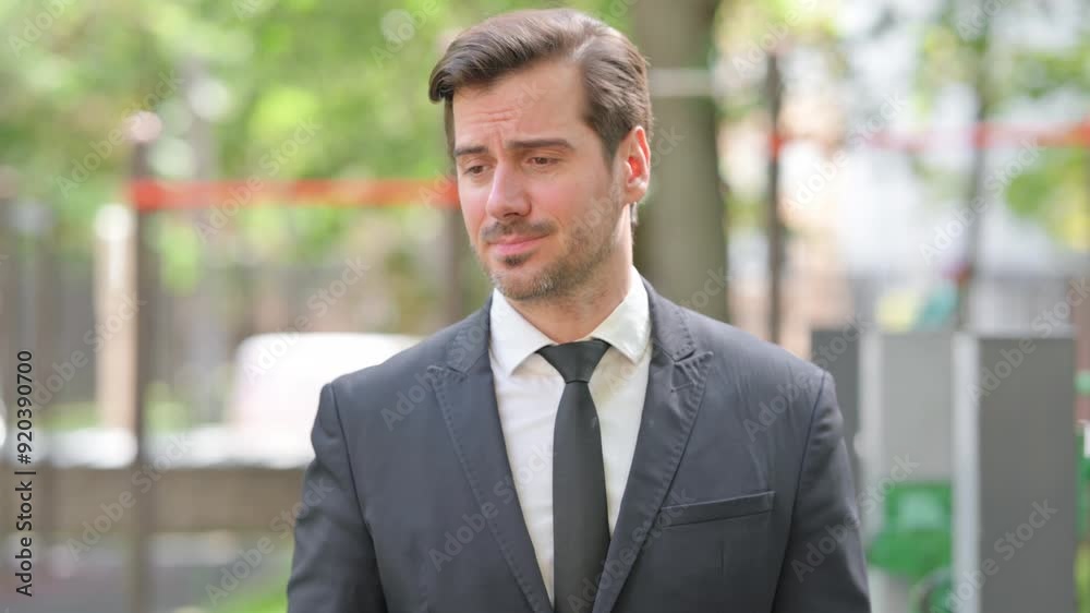 Portrait of Ill Young Businessman Coughing Outdoor Portrait of Ill Young Businessman Coughing Outdoor