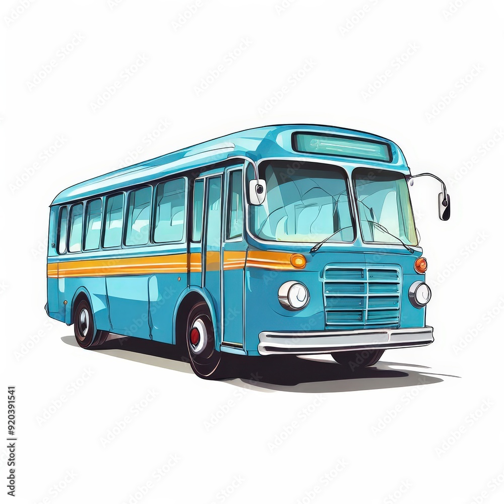 the AI Image Generator, empty retro-style city bus stands isolated the AI Image Generator, empty retro-style city bus stands isolated