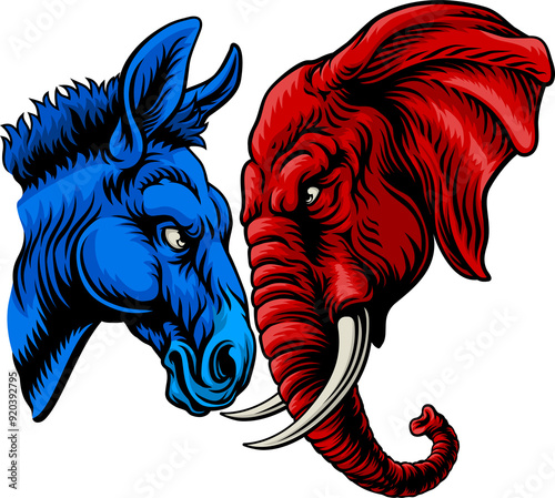 Republican Democrat Elephant Donkey Election photo