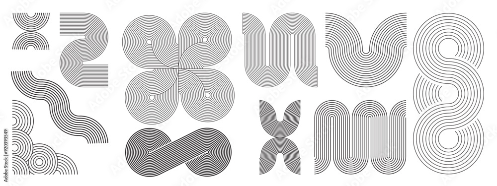 Line geometric arch and circle abstract shapes. Abstract linear geometric arch shape. Contemporary mid century line arch design set. Line geometric arch and circle abstract shapes. Abstract linear geometric arch shape. Contemporary mid century line arch design set.