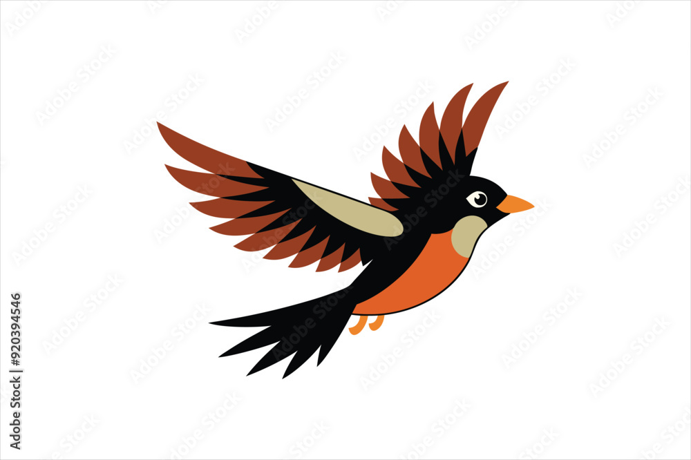 Obraz premium Flying Bulbul bird vector artwork illustration 