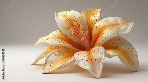 A beautiful lily with orange spots is depicted in full bloom, showcasing nature's intricate design and innate elegance. photo