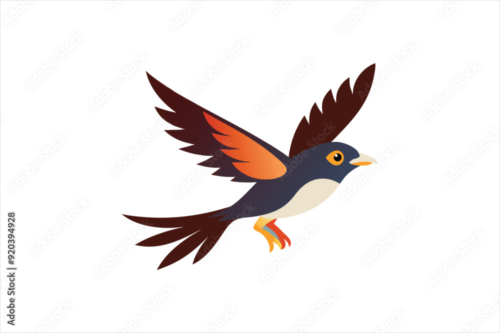 Fototapeta premium Flying Bulbul bird vector artwork illustration 