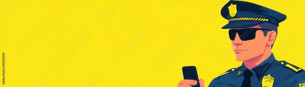 Futuristic Augmented Reality Law Enforcement Concept - Right Side Flat Design Illustration Futuristic Augmented Reality Law Enforcement Concept - Right Side Flat Design Illustration