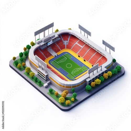 3D Render of a multi-sport arena with separate sections for various activities and events