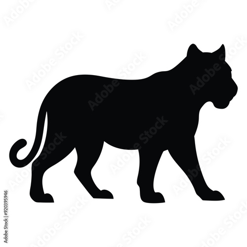 Illustration of Walking Tiger silhouette isolated
