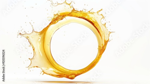 Gold Honey drops isolated on white background. Cosmetics serum yellow oil 3D render. Droplet of Cooking Oil with Air Bubbles. Skin care design.