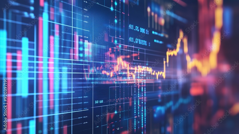Global Business Growth Analysis and Asset Investment Chart: Holographic Economic Trend with Up Arrow, Featuring Financial Graphs and Virtual Screen Analysis Global Business Growth Analysis and Asset Investment Chart: Holographic Economic Trend with Up Arrow, Featuring Financial Graphs and Virtual Screen Analysis