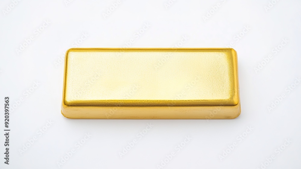 Top View of a Gold Bar on a White Background, Showcasing Its Gleaming Surface and Refined Design Top View of a Gold Bar on a White Background, Showcasing Its Gleaming Surface and Refined Design
