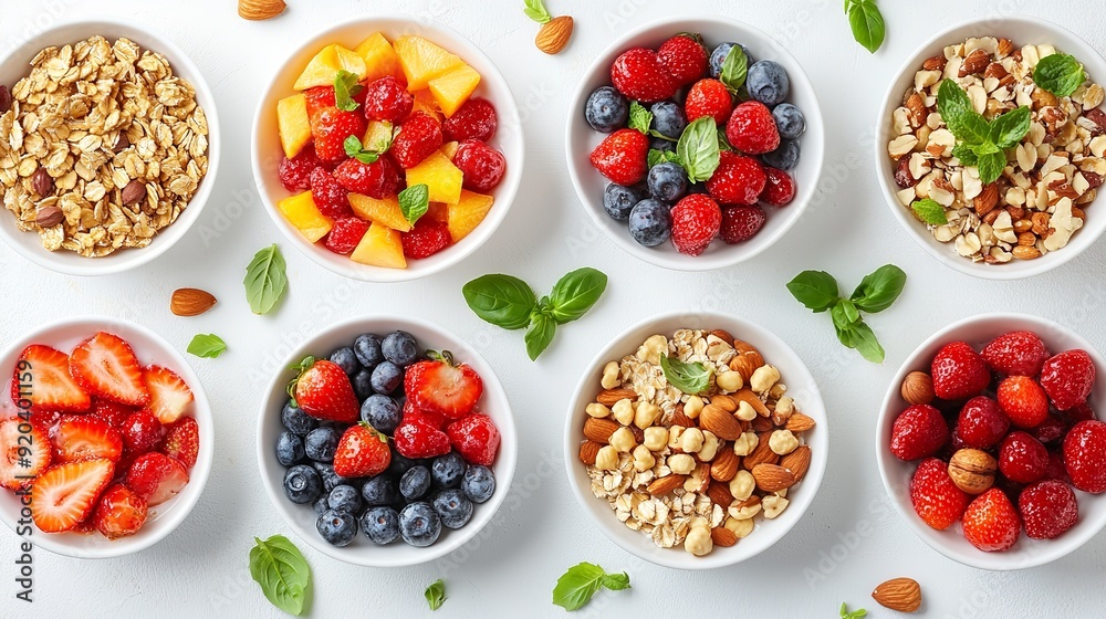 Breakfast on plate isolated on a white Background. Created with Generative AI technology. Breakfast on plate isolated on a white Background. Created with Generative AI technology.