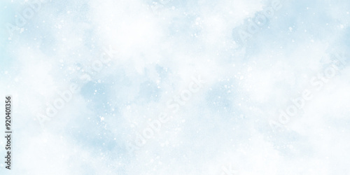 blue snow background with clouds, light blue bokeh background for design, beautiful blue watercolor background with glitter particle, A winter background with snowflakes and randomized floating bokeh.