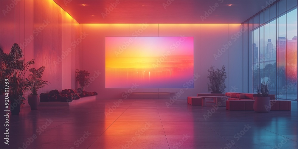 Sleek Office Design with Ambient Natural Light and Holograms, generative ai Sleek Office Design with Ambient Natural Light and Holograms, generative ai