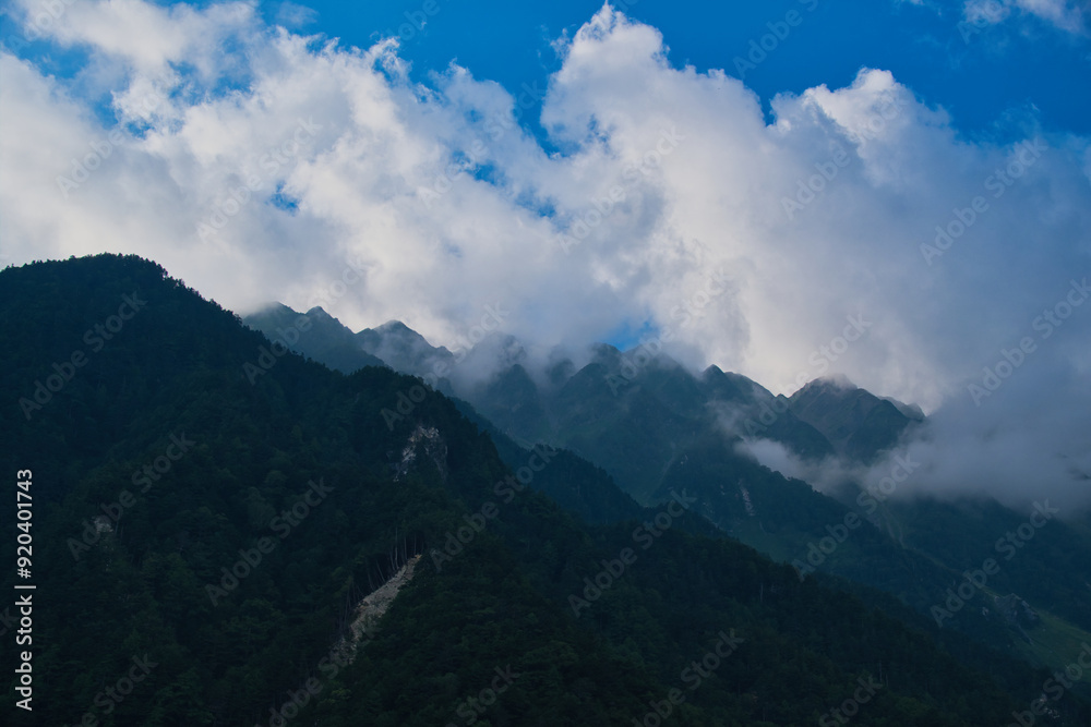 上高地河童橋から見た穂高連峰 上高地河童橋から見た穂高連峰