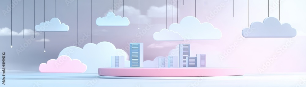 A serene cityscape infused with pastel clouds, blending nature and architecture in a dreamy, surreal atmosphere. A serene cityscape infused with pastel clouds, blending nature and architecture in a dreamy, surreal atmosphere.