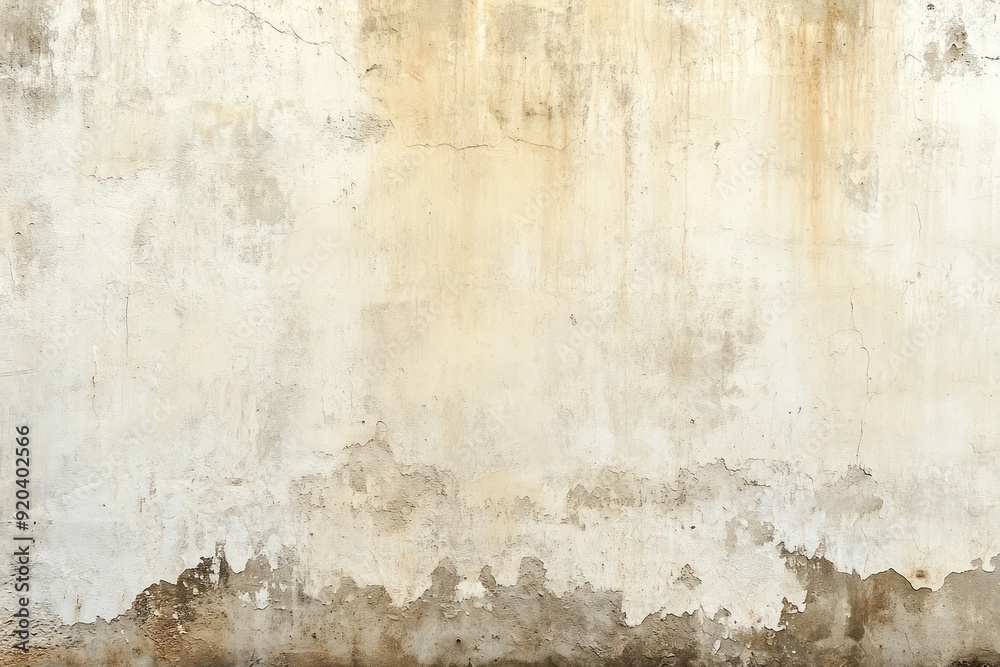 Fototapeta premium Weathered White Wall with Flaking Paint and Cracks