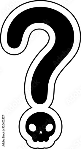 doodle skull letter sign question mark