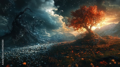 Dual Forces - A Contrast of Light and Darkness in Nature