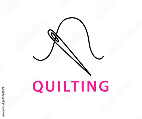 Quilting Logo Design Needle and Thread Badge
