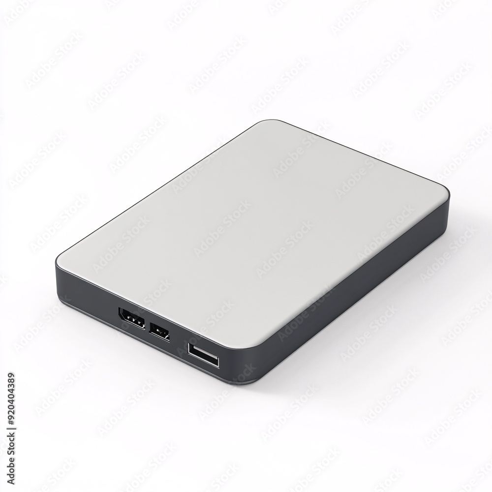 240805 85. External hard drive with matte gray exterior, white background, 3D Rendering, isometric, portable size, smooth curves, discreet branding 240805 85. External hard drive with matte gray exterior, white background, 3D Rendering, isometric, portable size, smooth curves, discreet branding