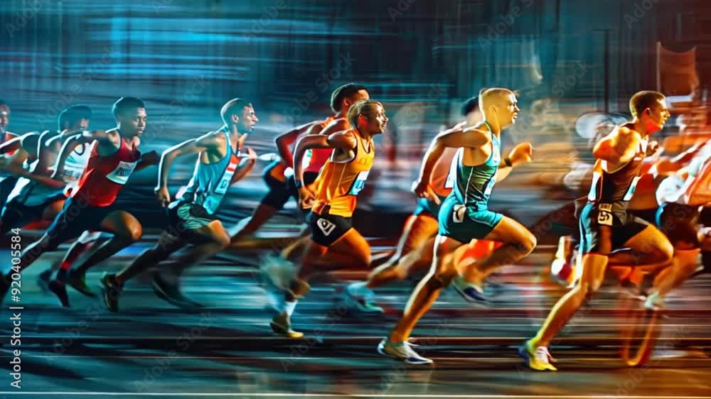 The Chase for Glory: Athletes in a heated race, their bodies a blur of ...