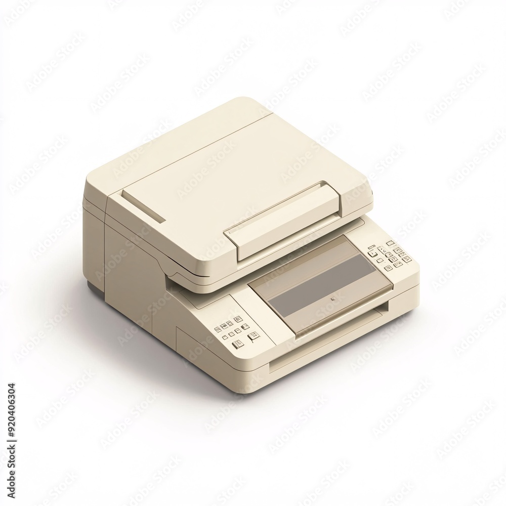 240805 113. Printer in cream off white shade, white background, 3D Rendering, isometric, all in one design with scanner top, sleek modern look 240805 113. Printer in cream off white shade, white background, 3D Rendering, isometric, all in one design with scanner top, sleek modern look