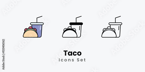 Taco Icons thin line and glyph vector icon stock illustration