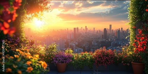 Harmonious Urban Retreat: A Rooftop Garden Escape, generative ai