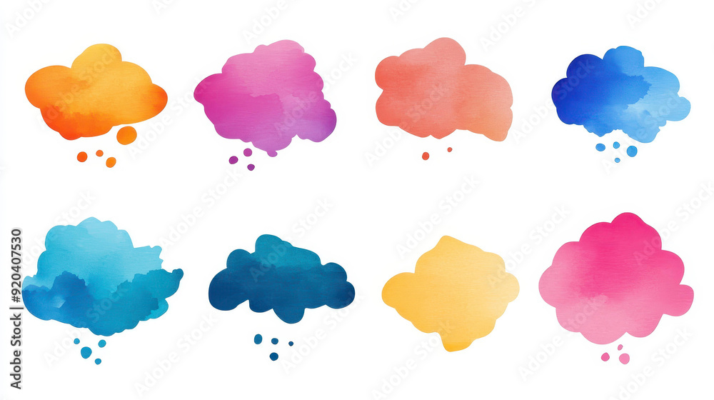 Vibrant watercolor textures add charm and creativity to modern flat illustrations, perfect for artistic designs. Vibrant watercolor textures add charm and creativity to modern flat illustrations, perfect for artistic designs.
