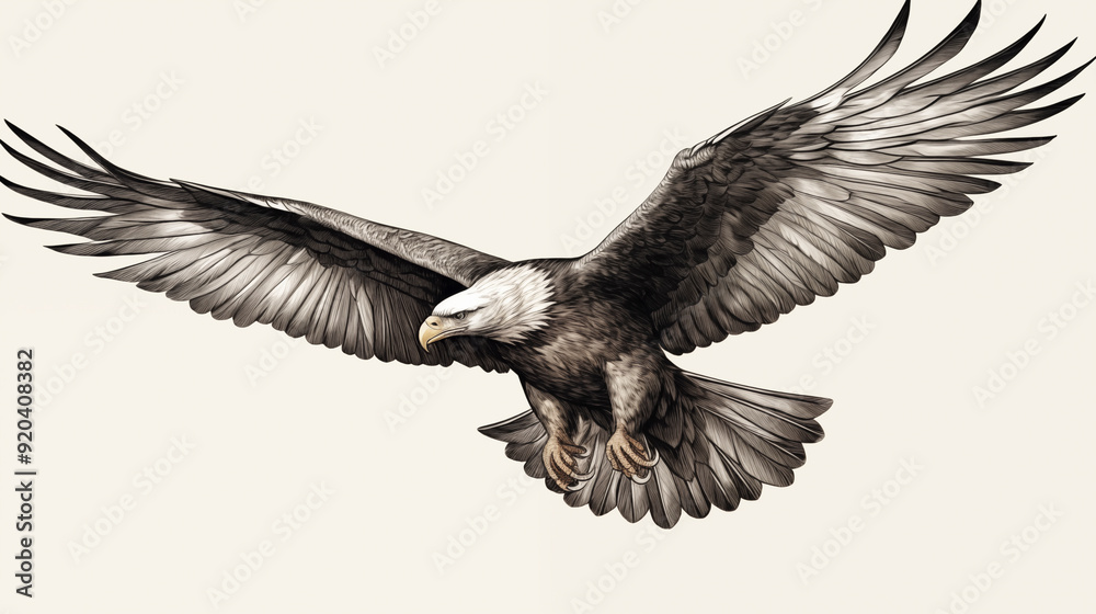 Naklejka premium bald eagle drawing, bald eagle pencil drawing vintage.