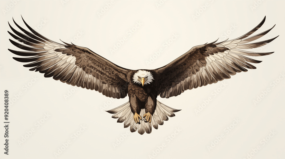 Fototapeta premium bald eagle drawing, bald eagle pencil drawing vintage.