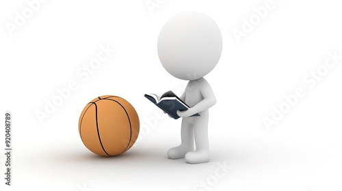 Minimalistic 3D Image: Choosing Between Sport and Reading on White Background