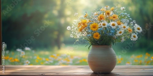 Serene Floral Composition Evoking Countryside Aesthetics, generative ai