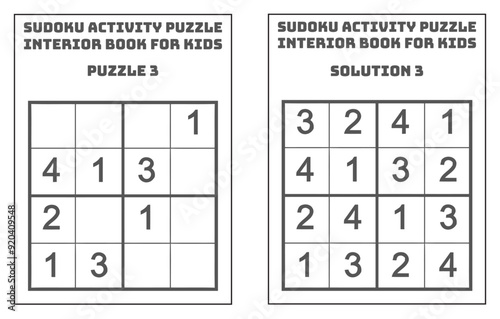 Sudoku Activity Puzzle KDP Interior Book for Kids