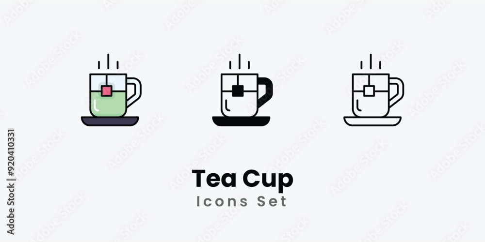 Tea Cup Icons thin line and glyph vector icon stock illustration Tea Cup Icons thin line and glyph vector icon stock illustration