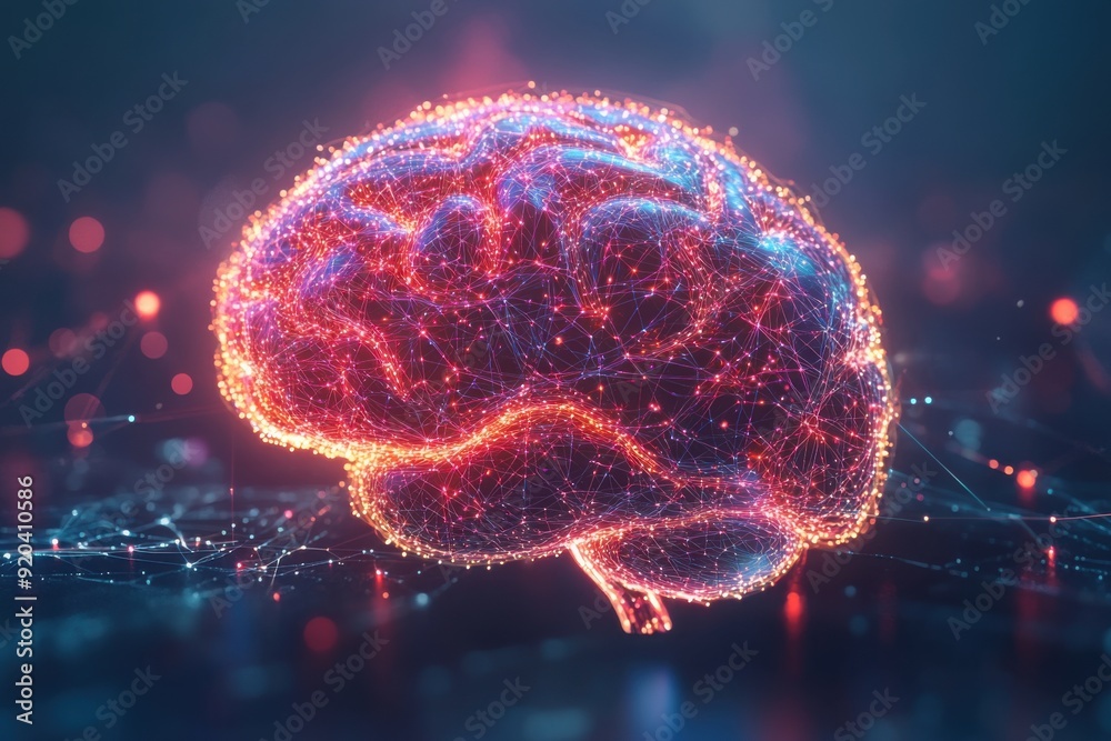 Conceptual Business Idea with Networked Brain and Digital Waves Conceptual Business Idea with Networked Brain and Digital Waves