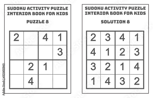 Sudoku Activity Puzzle KDP Interior Book for Kids