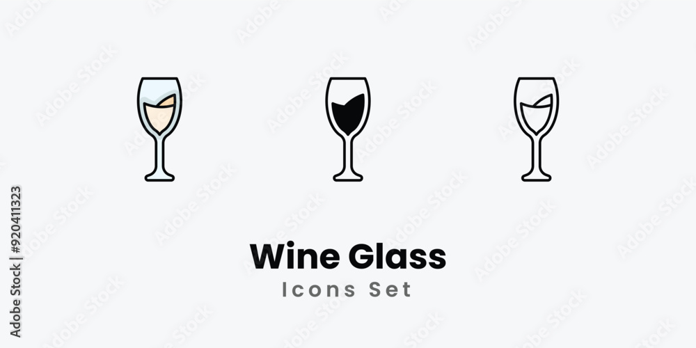 Wine Glass Icons thin line and glyph vector icon stock illustration Wine Glass Icons thin line and glyph vector icon stock illustration