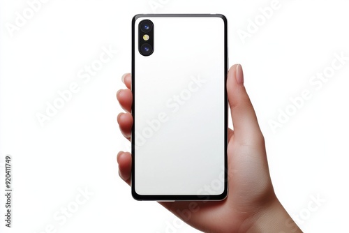 Blank Smartphone Mockup on Hand created with Generative AI