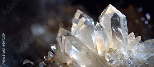 A high-resolution close-up of a rough unpolished quartz crystal set against a dark background to highlight its natural formations and clarity.