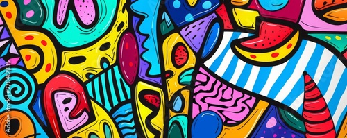 Abstract background with handdrawn doodles, Artistic, Bright Colors, High Energy, Playful photo
