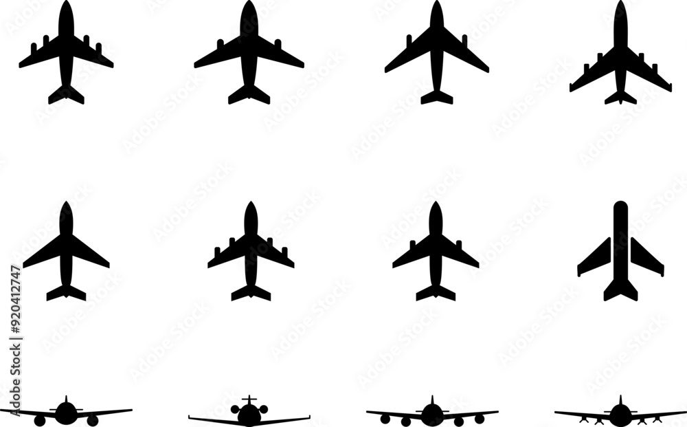 Aircraft icon vector set. Plane illustration sign collection. Airplane symbol. Air plane, plane, travel. Vector illustration. Aircraft icon vector set. Plane illustration sign collection. Airplane symbol. Air plane, plane, travel. Vector illustration.
