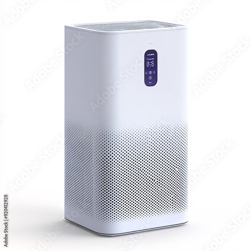 240805 185. Air purifier, azure sky hue, white background, 3D Rendering, isometric, smart wi-fi enabled, app controlled, PM2 photo