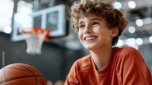 A teen boy playing basketball at a summer holiday camp