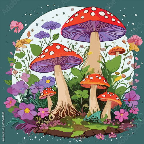 Mushroom illustration vector graphic