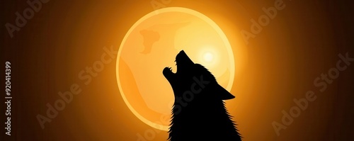 Werewolf howling at the moon, Halloween background photo