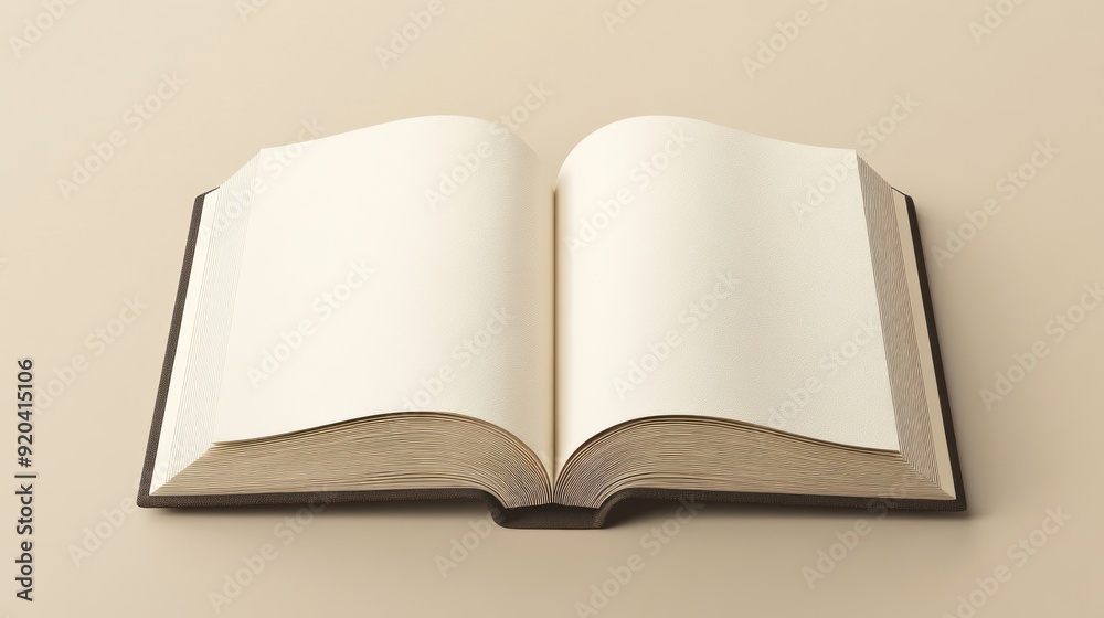 Open Book with Blank Pages on a Beige Background Open Book with Blank Pages on a Beige Background