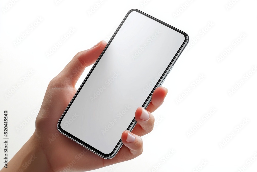 Blank Smartphone Mockup on Hand created with Generative AI Blank Smartphone Mockup on Hand created with Generative AI