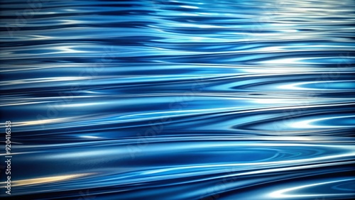 Vibrant horizontal lines of water streak across a sleek silver surface, reflecting bright blue hues and creating a mesmerizing abstract pattern of movement and reflection.