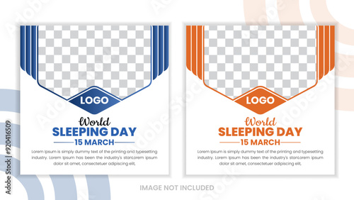 World sleep day social media post design, World sleep day. sleep day creative ads design March 15. social media poster, vector, 3D illustration.