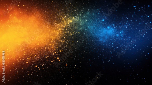 Abstract Black Background with Orange and Blue Glitter